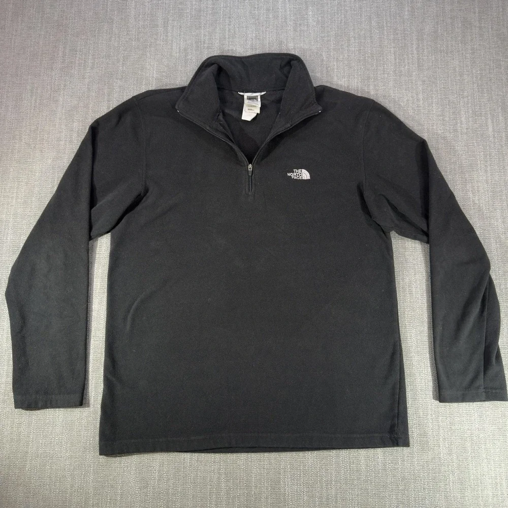 The North Face Sweater Mens Medium Black Fleece 1/4 Zip TKA 100 Pullover Outdoor